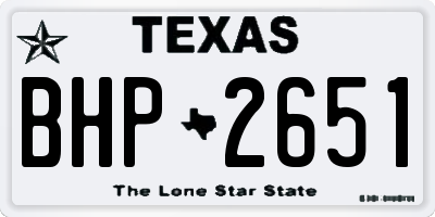 TX license plate BHP2651
