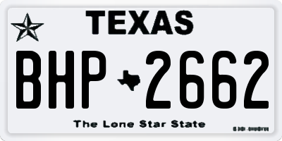 TX license plate BHP2662