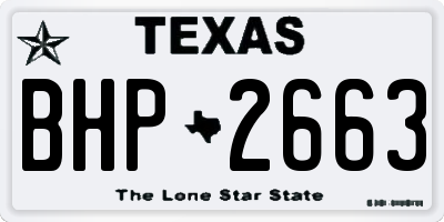 TX license plate BHP2663