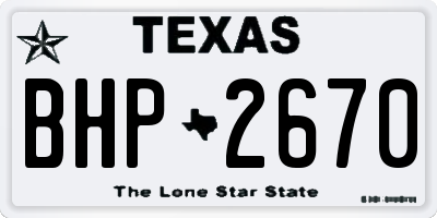 TX license plate BHP2670