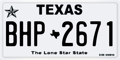 TX license plate BHP2671