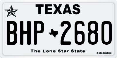 TX license plate BHP2680