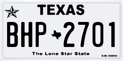 TX license plate BHP2701