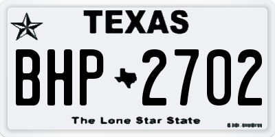 TX license plate BHP2702