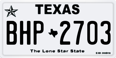 TX license plate BHP2703