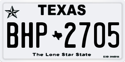 TX license plate BHP2705