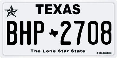 TX license plate BHP2708