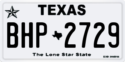 TX license plate BHP2729
