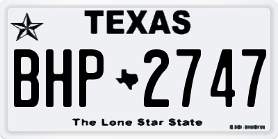TX license plate BHP2747