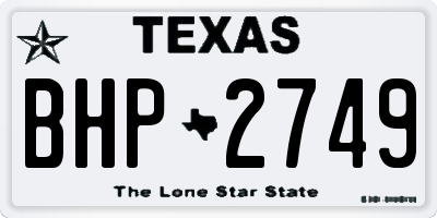 TX license plate BHP2749