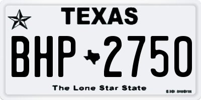 TX license plate BHP2750