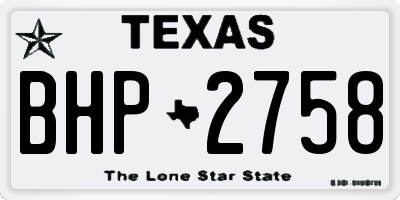 TX license plate BHP2758