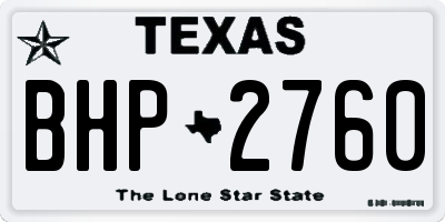 TX license plate BHP2760
