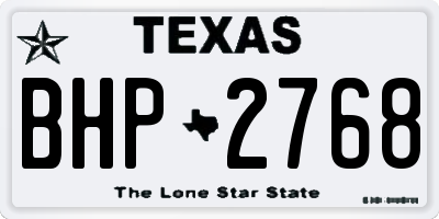 TX license plate BHP2768