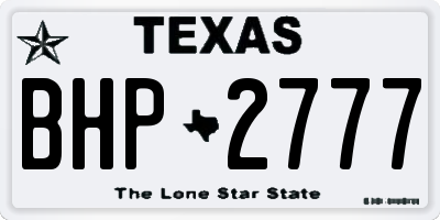 TX license plate BHP2777
