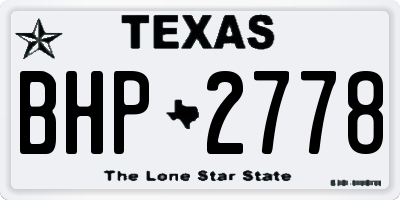 TX license plate BHP2778