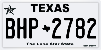TX license plate BHP2782