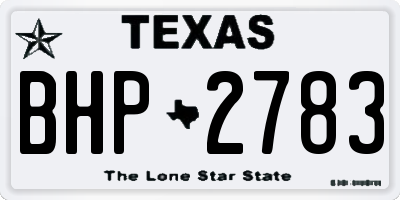 TX license plate BHP2783