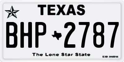 TX license plate BHP2787