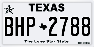 TX license plate BHP2788