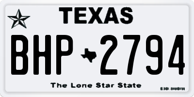 TX license plate BHP2794