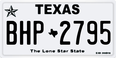 TX license plate BHP2795