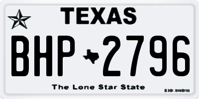 TX license plate BHP2796