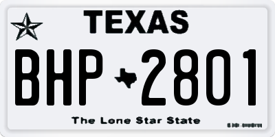 TX license plate BHP2801