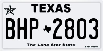 TX license plate BHP2803