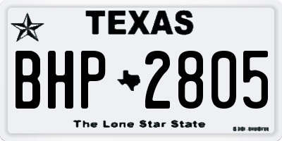 TX license plate BHP2805