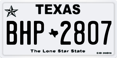 TX license plate BHP2807