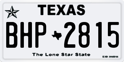 TX license plate BHP2815