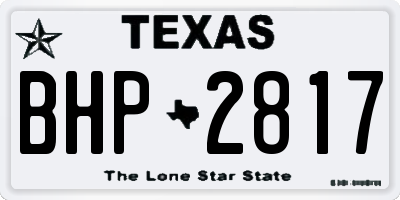 TX license plate BHP2817