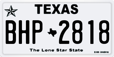 TX license plate BHP2818