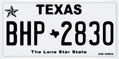 TX license plate BHP2830