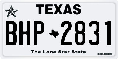 TX license plate BHP2831