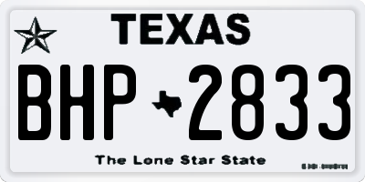 TX license plate BHP2833