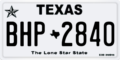 TX license plate BHP2840