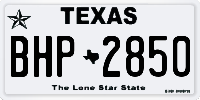 TX license plate BHP2850