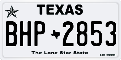 TX license plate BHP2853