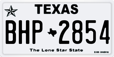 TX license plate BHP2854