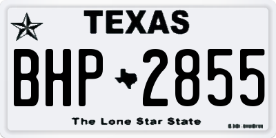 TX license plate BHP2855