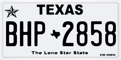 TX license plate BHP2858