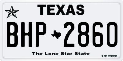 TX license plate BHP2860