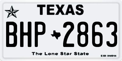 TX license plate BHP2863