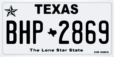 TX license plate BHP2869