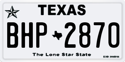 TX license plate BHP2870
