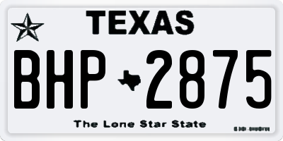 TX license plate BHP2875