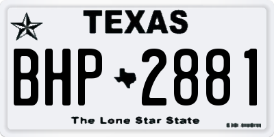 TX license plate BHP2881