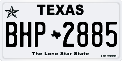 TX license plate BHP2885